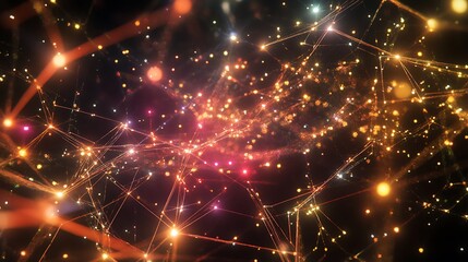 Fototapeta premium A colorful, starry sky with a network of lines connecting the stars