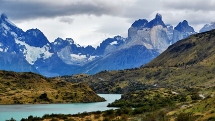 Beautiful wild mountains in the Chilean Andes in Patagonia. Fantastic natural scenery.