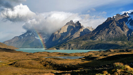Beautiful wild mountains in the Chilean Andes in Patagonia. Fantastic natural scenery.