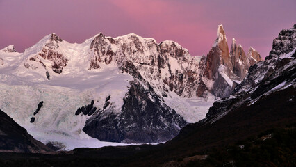 Pink colored morning in the Argentinian mountains in Patagonia © pettys
