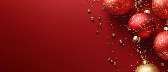 Chinese New Year A red background with gold and red ornaments