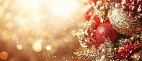 Chinese New Year A gold and red Christmas tree with a red ornament on top