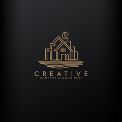 Simple modern home house or real estate logo design