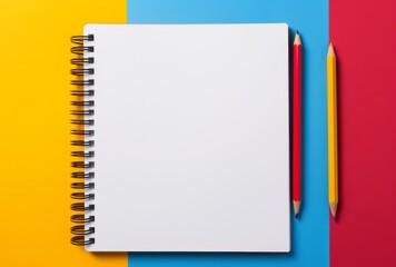 Blank spiral notebook with colorful pens ready for creative note taking or drawing