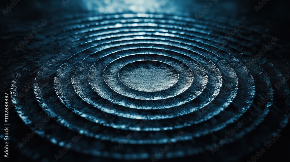 Poster spreading circles on dark background motion hypnotic animation with expanding circles from center centralized circles with hypnotic effect on black backgroun