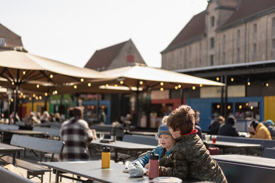 Children eating at The Bridge Street Kitchen, Copenhagen
