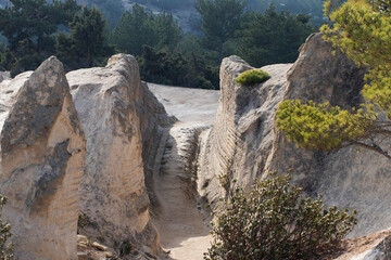 A section of the Ancient Phrygian King's Road with mysterious wheel traces that are two meters deep in Ihsaniye district of Afyonkarahisar province in the western Anatolia region of Turkey.