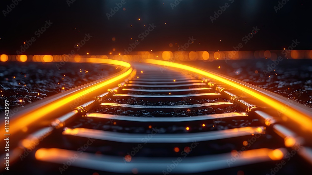 Aufkleber the railway going forward 3d on a black backgroun