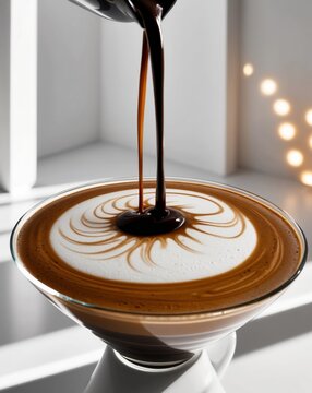 Captivating Espresso Pour with Time Lapse Effect.