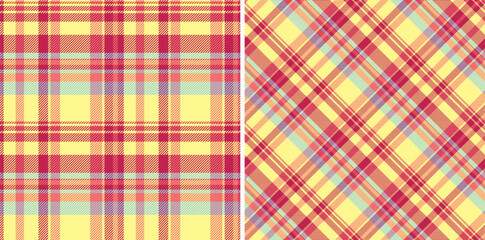 Plaid vector background of seamless fabric textile with a pattern check texture tartan. Set in rainbow colors for oilcloth tablecloth designs.