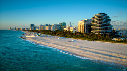 Obraz premium Sunset aerial photo of Faena district at Miami Beach