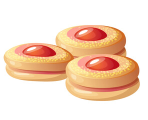 Freshly baked Cookies with Jam - Stock Illustration as EPS 10 File