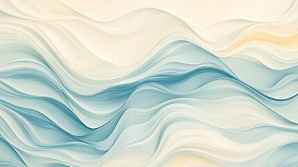 Obraz premium Abstract water-inspired pattern with flowing wave-like lines in pastel blues and beige, creating a calm, soothing, and fluid design ideal for peaceful visuals.
