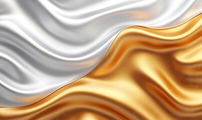 Obraz premium Elegant flowing white and gold fabric.