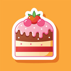 Delicious Colorful Cake Dessert With Tasty Cherries on Top