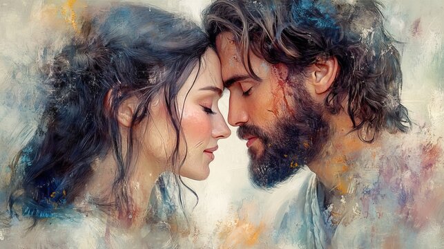 veronica wipes the face of jesus digital watercolor painting