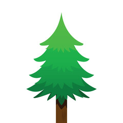 Simple Illustration of a Green Christmas Pine Tree with no Decorations. Flat Design, Vector.