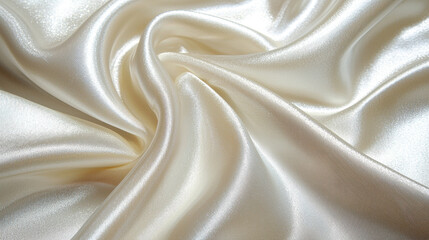 Obraz premium Luxurious satin fabric texture in soft cream color, showcasing elegant draping and smooth surface. Perfect for fashion and interior design projects