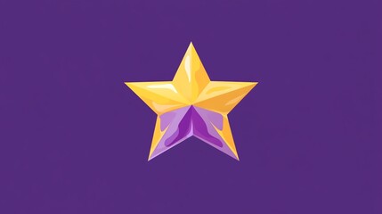 Obraz premium A shiny, gold star with purple accents on a purple background.