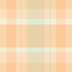 Fold pattern seamless fabric, birthday textile tartan check. Trousers texture vector plaid background in orange and beige colors.