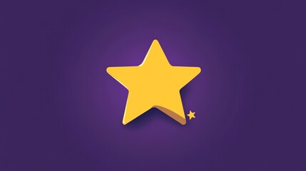 A simple, yellow star with a shadow on a purple background.