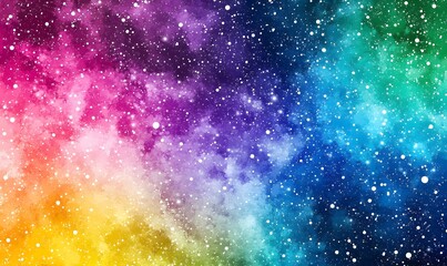 Vibrant rainbow nebula with stars.