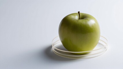 Single Green Apple on Minimalist Background, Modern Food Photography, Clean Aesthetic, Healthy Eating Concept, Product Shot,  Studio Lighting, Simple Design