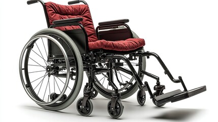 Fototapeta premium wheelchair on white with clipping path red wheelchair isolated on white background