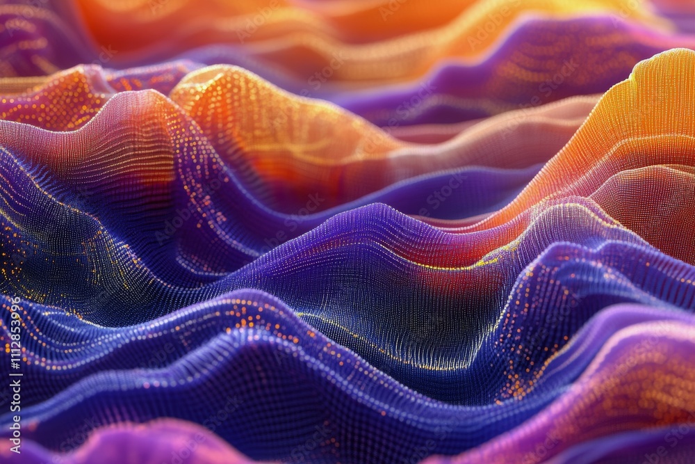 Wall mural colorful abstract design with smooth wave patterns in vibrant hues and glowing elements