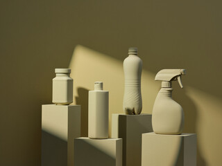 Minimalist Beige Plastic Containers On Pedestals