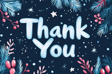 Joyful expressions fill the air on Thank You Day as colorful decorations of winter greens and stars create a warm ambiance, celebrating kindness and appreciation