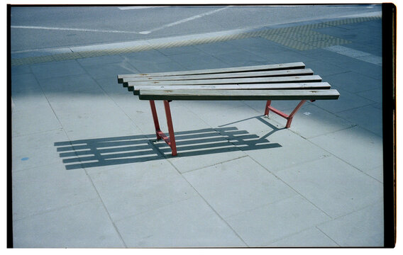 crooked bench in the city