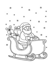 Santa Claus Riding in His Sleigh Delivering Presents