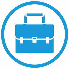 Office briefcase or bag blue color icon on a white background 