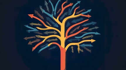 Chaotic decision tree illustrating complex management