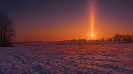 Stunning winter sunrise illuminating a snowy landscape with vibrant colors.