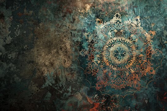 grunge background with oriental ornaments