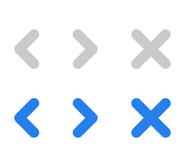 Obraz premium Navigation arrows buttons and x for User interface illustration set in 2 colors. Vector icons in flat style