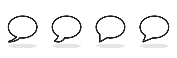 Naklejka premium Dialogue bubbles single messages outlined black illustration collection. Vector icons in flat style.
