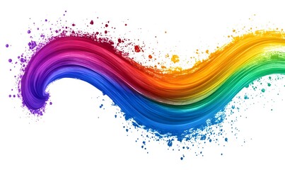 Abstract rainbow swirl with colorful splashes.