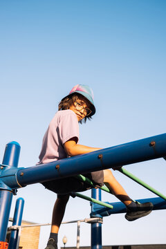 Child playing on playground.