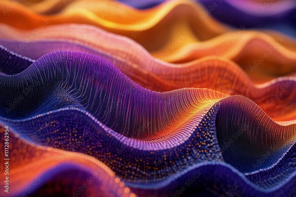Wall mural colorful abstract design with smooth wave patterns in vibrant hues and glowing elements