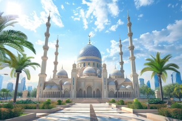 Naklejka premium Sharjah Mosque Largest Masjid in Dubai Ramadan Eid Concept Background