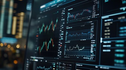 Obraz premium Financial data visualization on a digital screen.