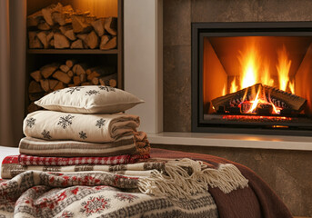 Preparing a cozy guest room for the winter holidays with warm blankets, holiday-themed pillows, and welcoming decor, emphasizing the hospitality concept.