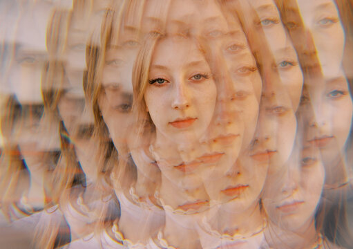 portrait of real young woman  with prism