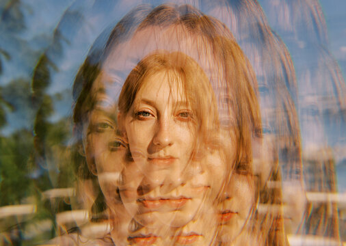 portrait of real young woman  with prism