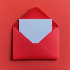 Red envelope with blank card on a vibrant background for personal messages and notes