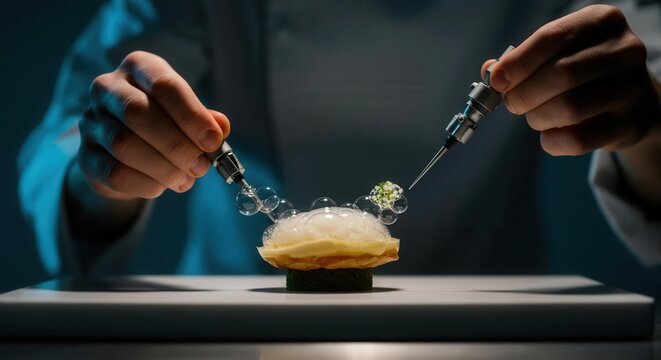 Creative culinary science with molecular gastronomy dish