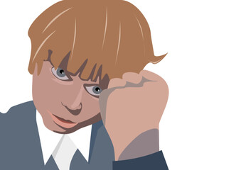 Illustration of a young man with his hand showing a fist